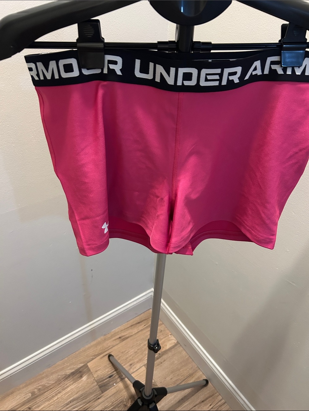 Under Armour Women's Hot Pink Logo Waistband Athletic Shorts